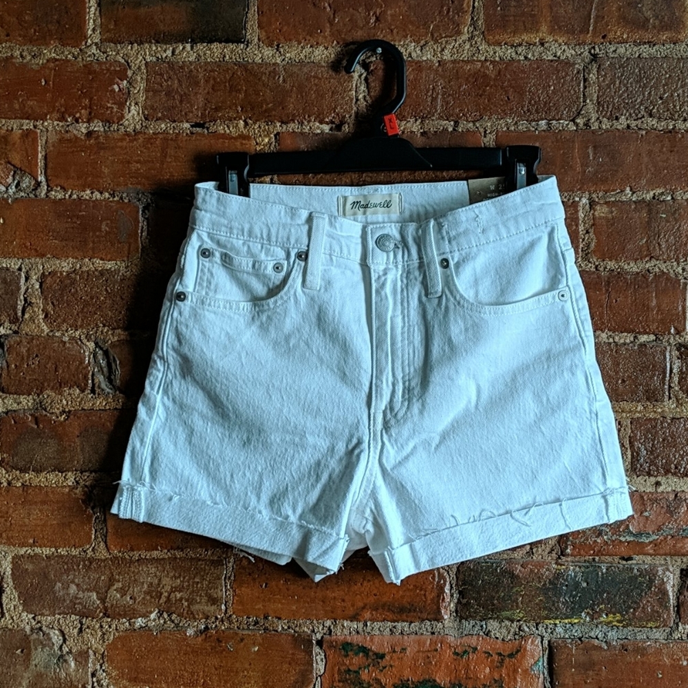 Madewell High-Rise Denim Shorts in Tile White